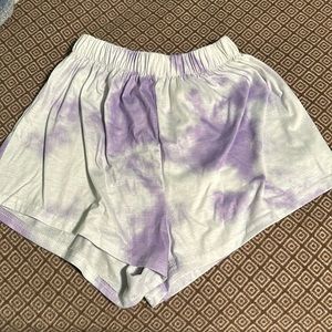 purple and white tie dye soft bedtime shorts